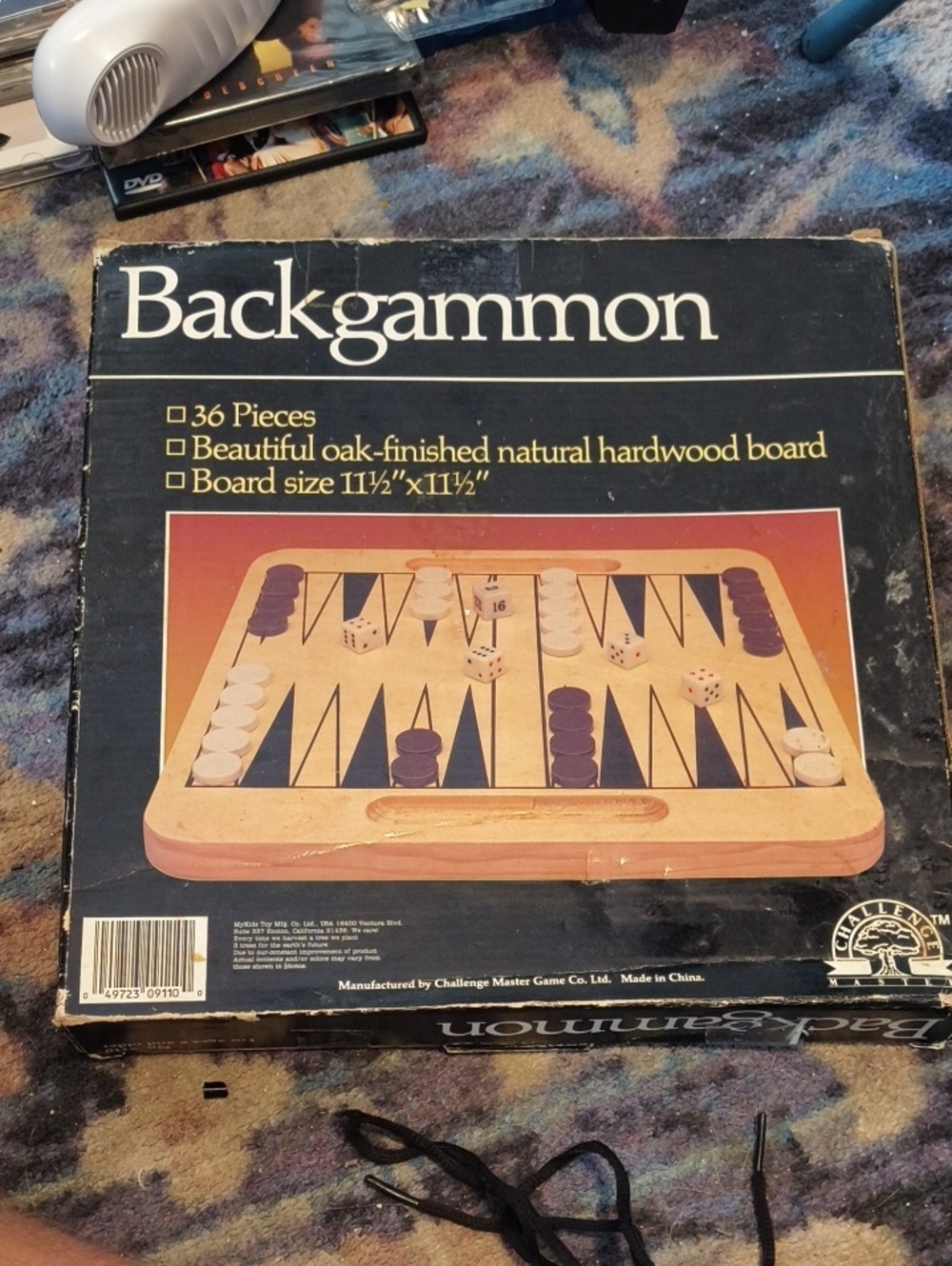 Backgammon Board Game - Oak Finish with White and Dark Brown Pieces